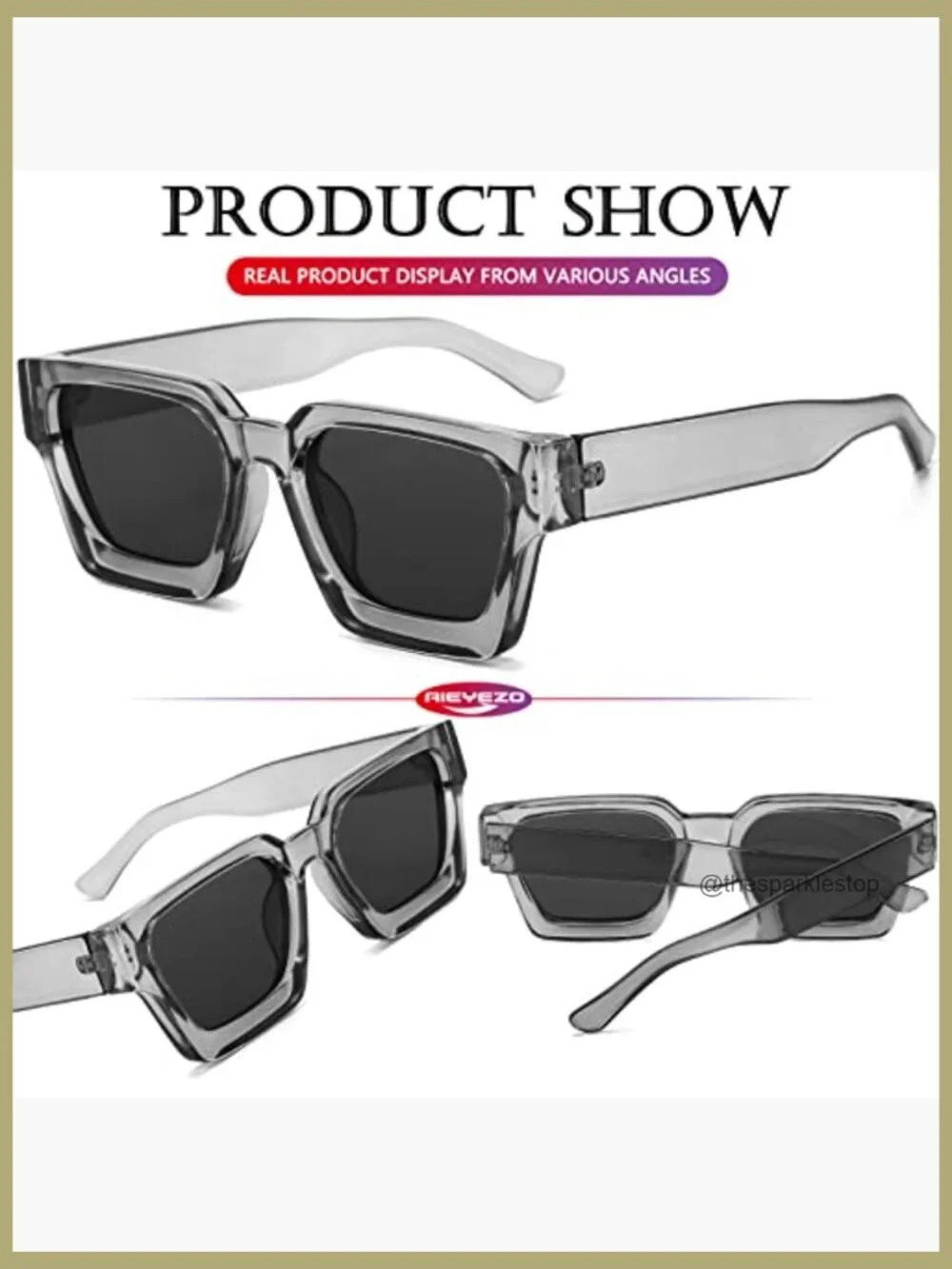 Square Thick Frame Sunglasses Polarized UV Protection Acetate Retro Shades